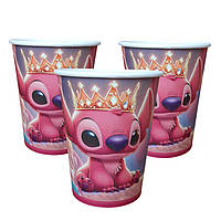 Стакани святкові одноразові "Стiч Дiвчинка". Об `єм: 230мл. В упак: 10шт.