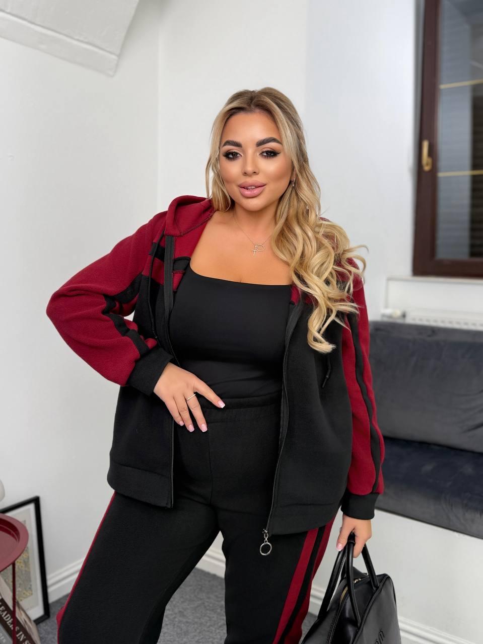 Супер стильний костюм двійка бордо + чорний, фото 1
