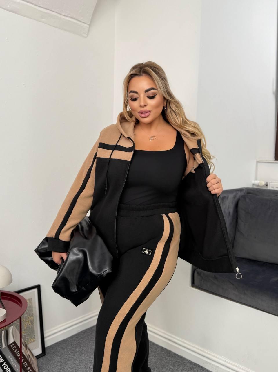 Супер стильний костюм двійка чорний + беж, фото 1