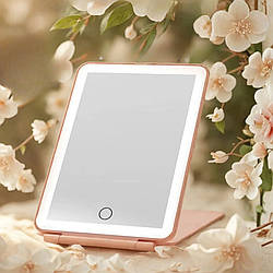 Дзеркало для макіяжу зі світлодіодним підсвічуванням 3 режими LED Mirror Настільне акумуляторне дзеркальце