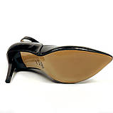 Жіночі лаковані туфлі човники з натуральної шкіри на підборах чорного кольору Style-N 90136 розмір 36, фото 9