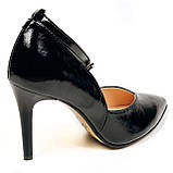 Жіночі лаковані туфлі човники з натуральної шкіри на підборах чорного кольору Style-N 90136 розмір 36, фото 7