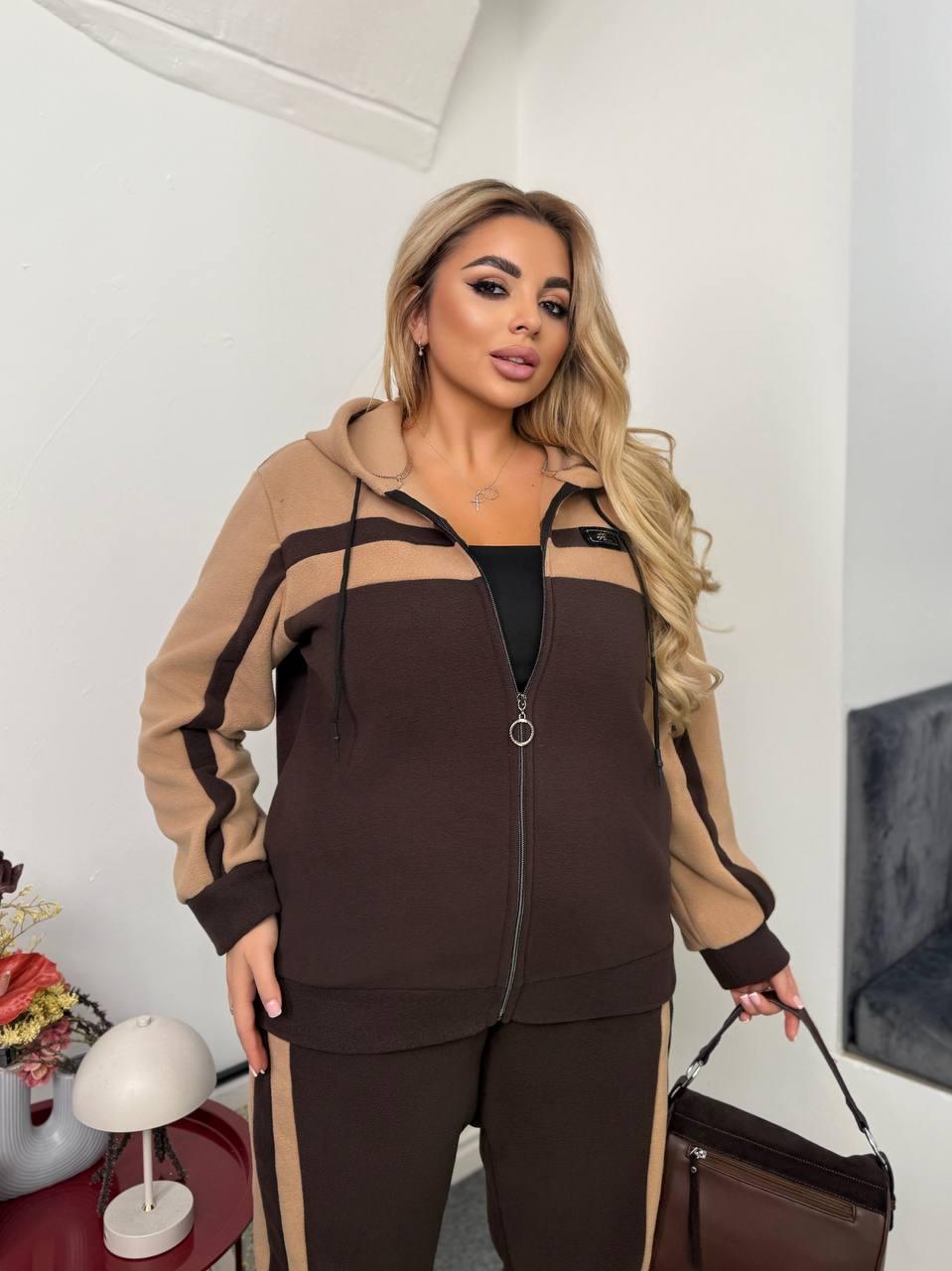 Супер стильний костюм двійка шоколад + беж, фото 1