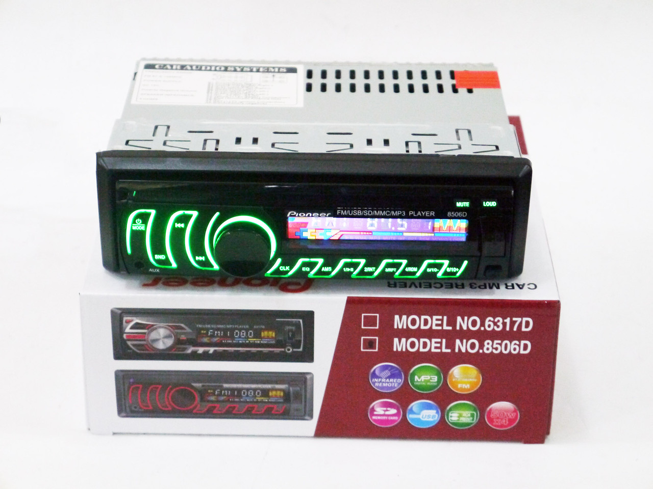 Автомагнітола 8506D Usb + RGB-підсвітка + Fm + Aux + З'ЄМНА ПАНЕЛЬ