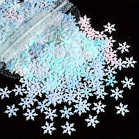 Паєтки декоративні "Сніжинка", розмір 9 мм, білий (хамеліон), упаковка ≈15 грам, арт 019338, Білий