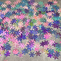 Паєтки декоративні "Сніжинка", розмір 9 мм, різнокольоровий, упаковка ≈15 грам, арт 019340, Різнокольоровий