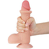 Фалоїмітатор зі шкірою, фаллоімітатор на присоску Lovetoy двошаровий TPE 20 см, фото 7