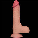 Фалоїмітатор зі шкірою, фаллоімітатор на присоску Lovetoy двошаровий TPE 20 см, фото 9