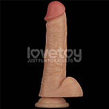 Реалістичний вібратор, вібромасажер на присоску Vibrating Power Basics Cock 8 дюймів, 10 режимів вібрації, фото 5