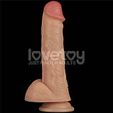 Реалістичний вібратор, вібромасажер на присоску Vibrating Power Basics Cock 8 дюймів, 10 режимів вібрації, фото 7