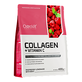 Collagen + Vitamin C OstroVit 400 г Малиновий лимонад з м'ятою