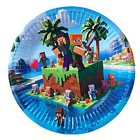 Тарілки святкові одноразові дитячі "Minecraft на водi". Розмір:18см. В упак: 10шт.