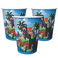 Стакани святкові одноразові "Minecraft на водi". Об `єм: 230мл. В упак: 10шт.