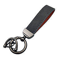 Брелок для ключів сірий+фурнітура ЧОРНА 130х35мм штучна замша+метал (+викрутка)