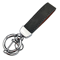Брелок для ключів сірий+фурнітура ХРОМ 130х35мм штучна замша+метал (+викрутка)