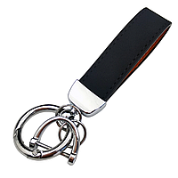 Брелок для ключів чорний+фурнітура ХРОМ 130х35мм штучна замша+метал (+викрутка)