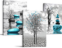 Картины на холсте 3 шт. 40 х 30 см яркий настенный декор для дома и офиса