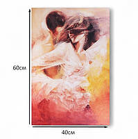 Картина «Двоє закоханих» Емоційний живопис у теплих тонах для спальні Друк на полотні 30х20см, фото 4