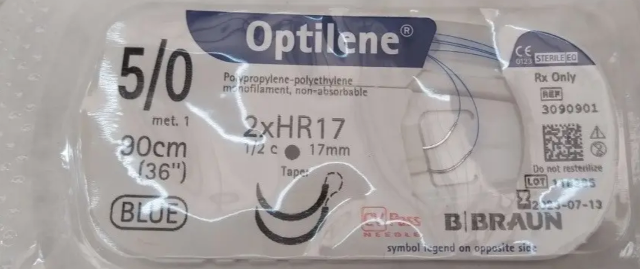 OPTILENE, розмір USP 5/0 (1) довжина 90см 2 голки HR17 CV пакування RCP