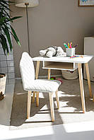 Комплект дитячих меблів для 1-ї групи зросту столик з нішею та сірий стільчик велюр