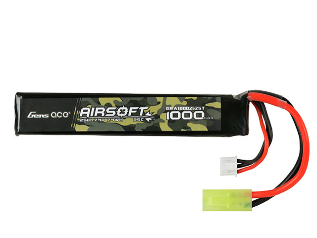 Akumulator airsoftowy 25C 1000mAh 2S1P 7.4 V LiPo mini Tamiya (для страйкболу), фото 1
