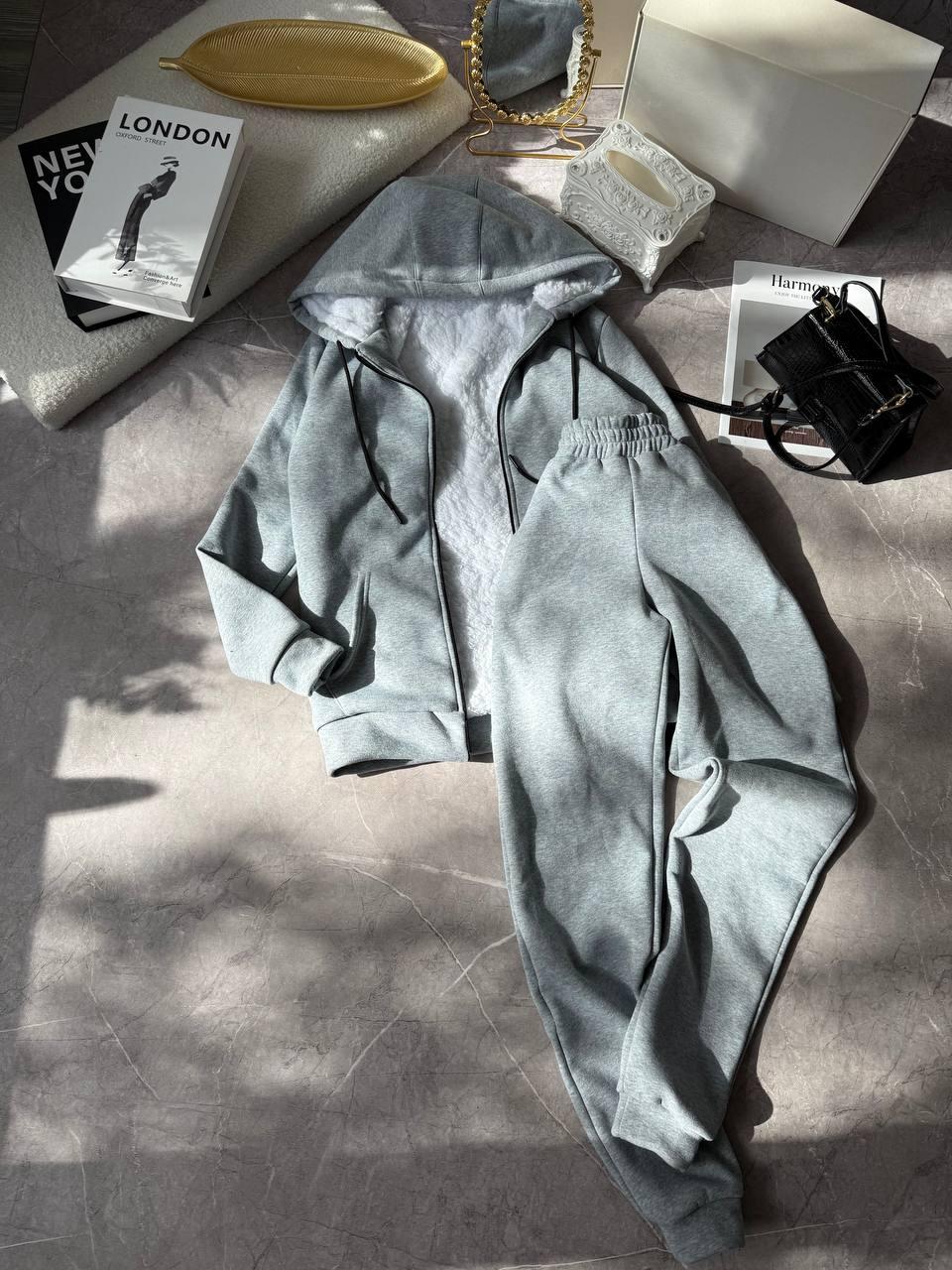 Мега стильний та теплий костюм двійка сірого кольору, фото 1