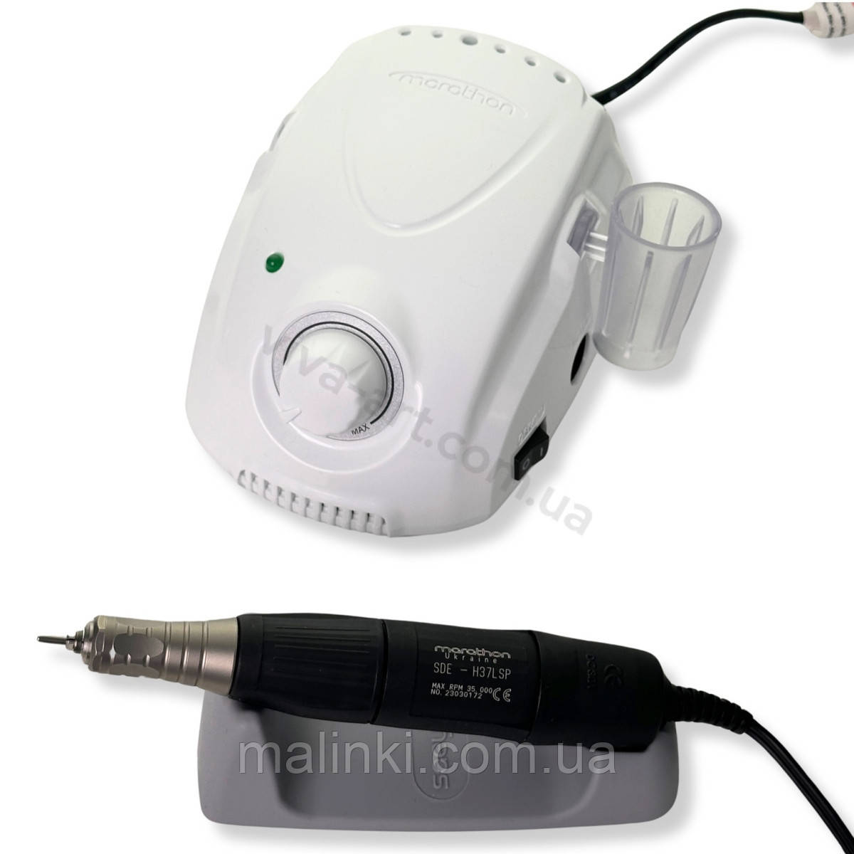 Фрезер для манікюру Marathon 3 Champion білий з ручкою H37LSP 35000 об./хв. 45вт, фото 1
