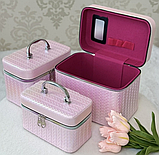 🧡Набір яскравих голографічних кейсів на блискавці для косметики і прикрас 3в1, Білий, фото 2