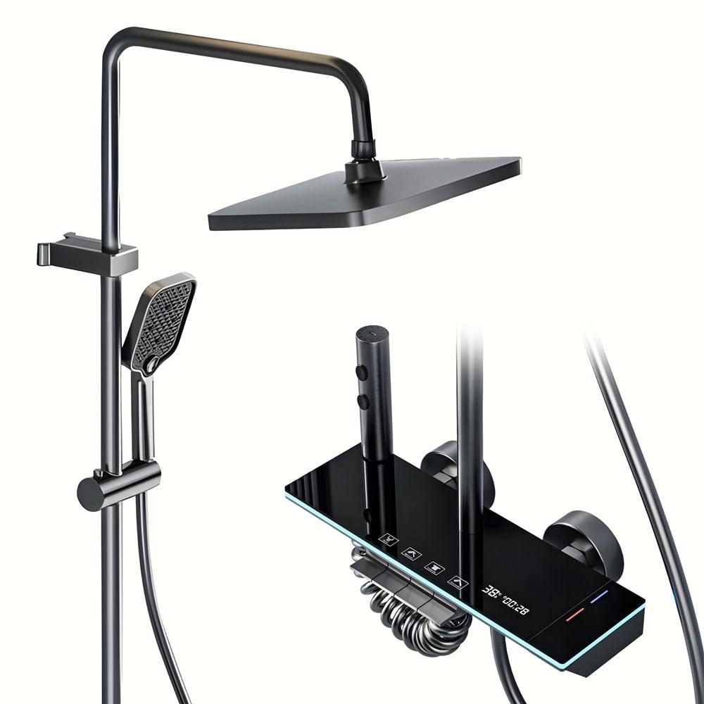 Розумний душовий комплект iHunt MZ140BL — світлодіодний та цифровий дисплей, 4 режими потоку, регулювання температури, фото 1