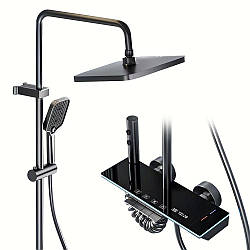 Розумний душовий комплект iHunt MZ140BL — світлодіодний та цифровий дисплей, 4 режими потоку, регулювання температури