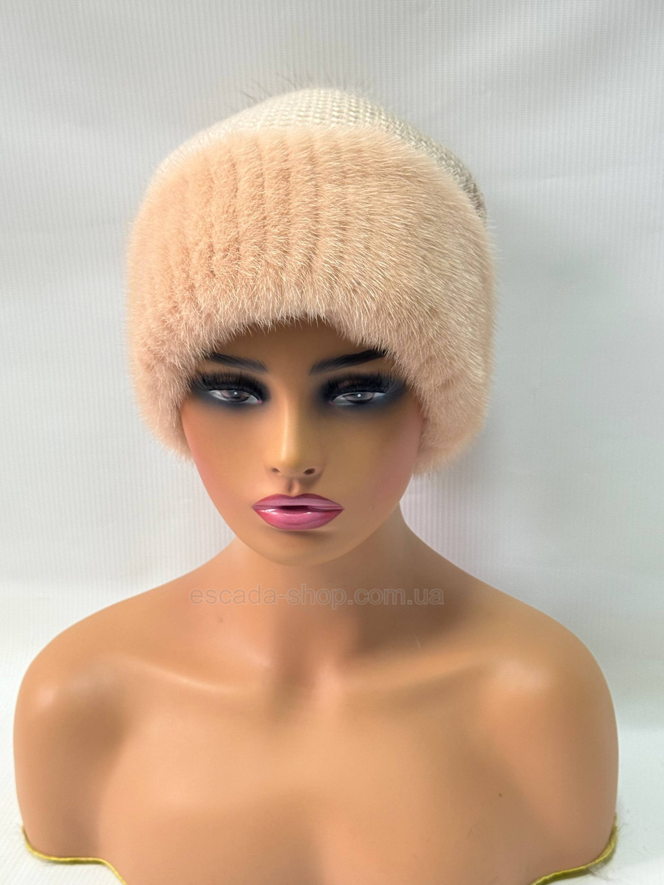 В'язана шапка з хутра норки "Соти" Бежева, фото 1