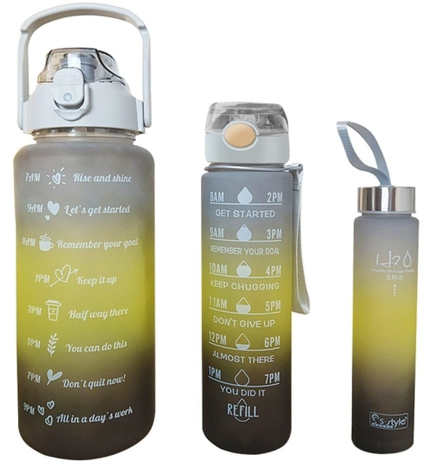 Набір спортивних пляшок 3 в 1 з розміткою і з маркерами часу, фото 1