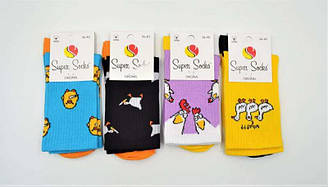 Шкарпетки демісезонні високі жіночі, Квіти, Super Socks (розмір 36-40)