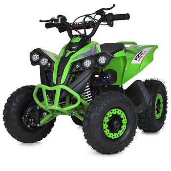 Дитячий електроквадроцикл E‐XBW-1200 MP3 — 1200W, 48V, до 25 км/год, безщітковий мотор, надувні колеса Зелений