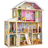 Великий ляльковий будиночок 124 см меблі, підсвічуванням Bambi MD 2675 | Дерев'яний 4х поверховий будиночок для ляльок