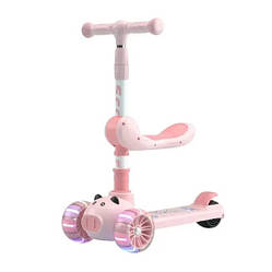 Дитячий триколісний самокат біговел для дівчинки балансир 2 в1 Avko 015Pink рожевий