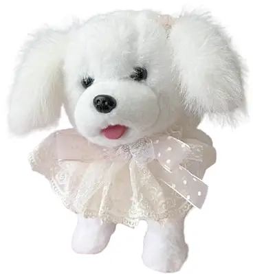 Улюбленець інтерактивний песик в сукні ходить грається і говорить / Іграшкова собачка на повідку для дітей Звук аксесуари