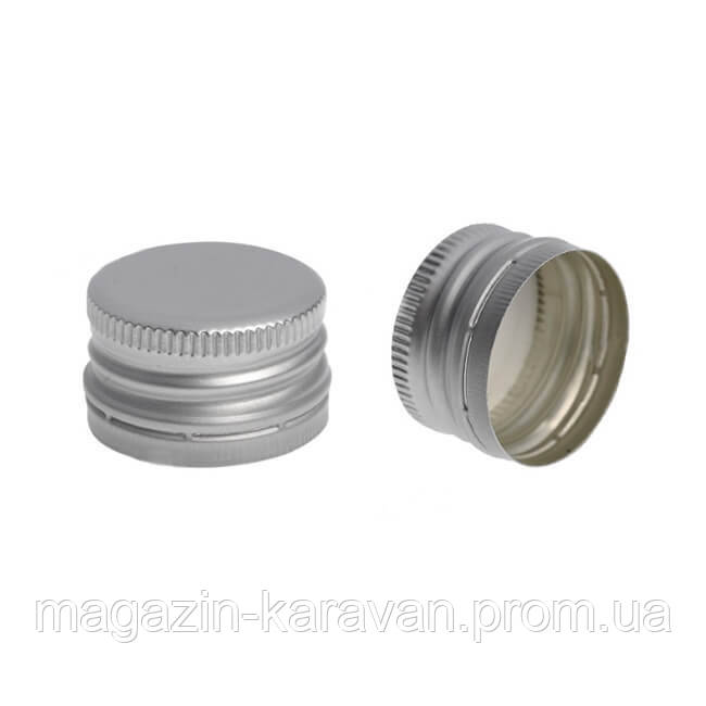 Ковпачок алюмінієвий 28 х 18 мм різьблення срібло
