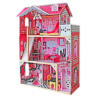 Ляльковий будиночок дерев'яний великий Bambi (80-41-в121см, 3 поверхи, меблі, в коробці) MD 0158