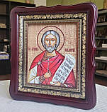 Ікона Святий мученик Назарій у темному дерев'яному фігурному кіоті під склом, розмір кіота 26*23, сюжет 15*18., фото 2