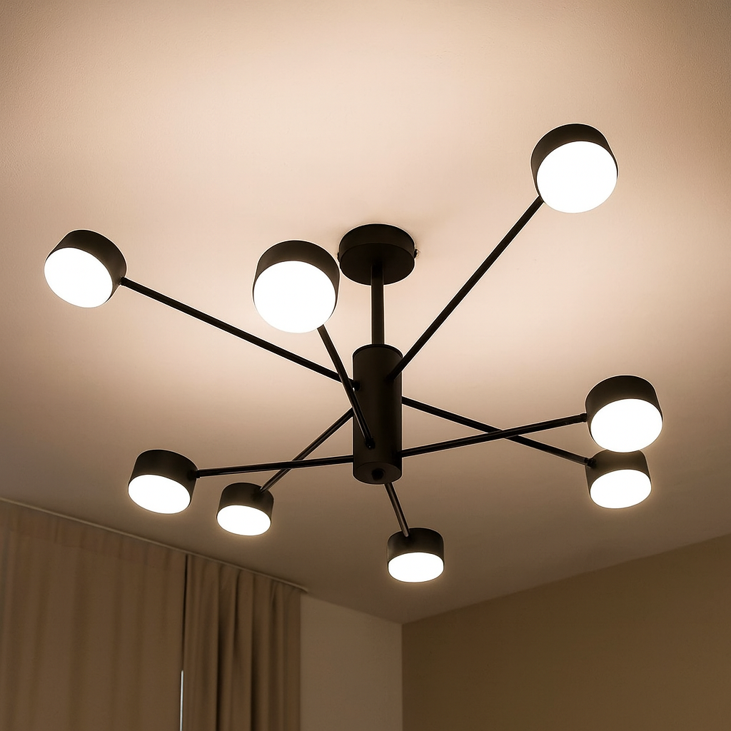 Люстра проміння LUMINARIA 80W до 18 м² колір Чорний RAY 8xGX53 (4+4) BK, фото 1