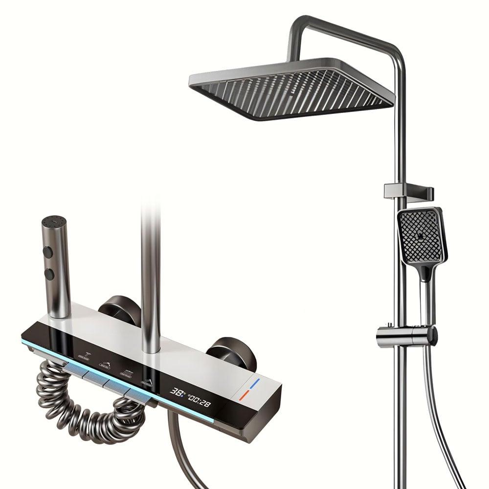 Розумний душовий комплект iHunt MZ110GR — LED-дисплей, цифрове керування, 4 режими потоку, регулювання температури, фото 1