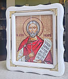 Ікона Святий мученик Назарій у білому дерев'яному фігурному кіоті під склом, розмір кіота 24*21, сюжет 15*18., фото 2