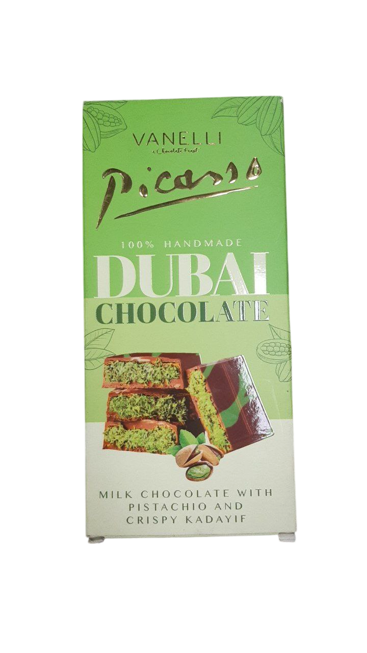 Преміальний дубайський шоколад із фісташковою пастою та тістом катаіфі 200 грамів, фото 1