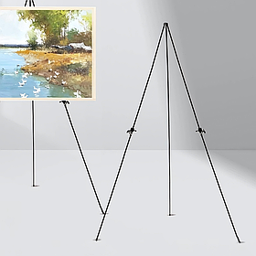Мольберт для картин на тринозі, штатив для малювання, металевий, розбірний на 5 секцій, розмір 160х120 см, чорний