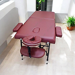 Масажний стіл DIPLOMAT 2-секційний переносний темно-вишневий кушетка для масажу та SPA-процедур