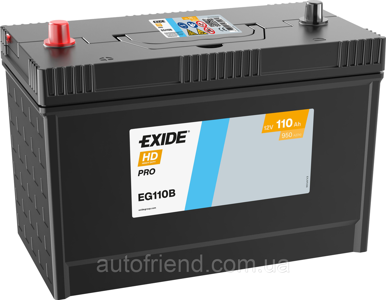 Акумулятор EXIDE Start PRO 110Ah клемы по центру (950EN) (д330*ш173*в240) EG110B John Deere, фото 1