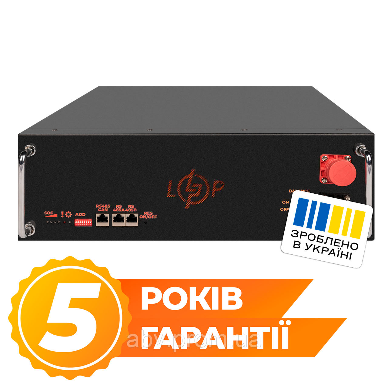 Акумулятор LP LiFePO4 51,2V - 100 Ah (5120Wh) (BMS SP 100A/50А) RM RS485/CAN LCD BL, фото 1