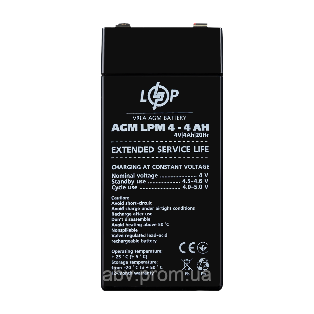 Акумулятор AGM LPM 4V - 4 Ah, фото 1