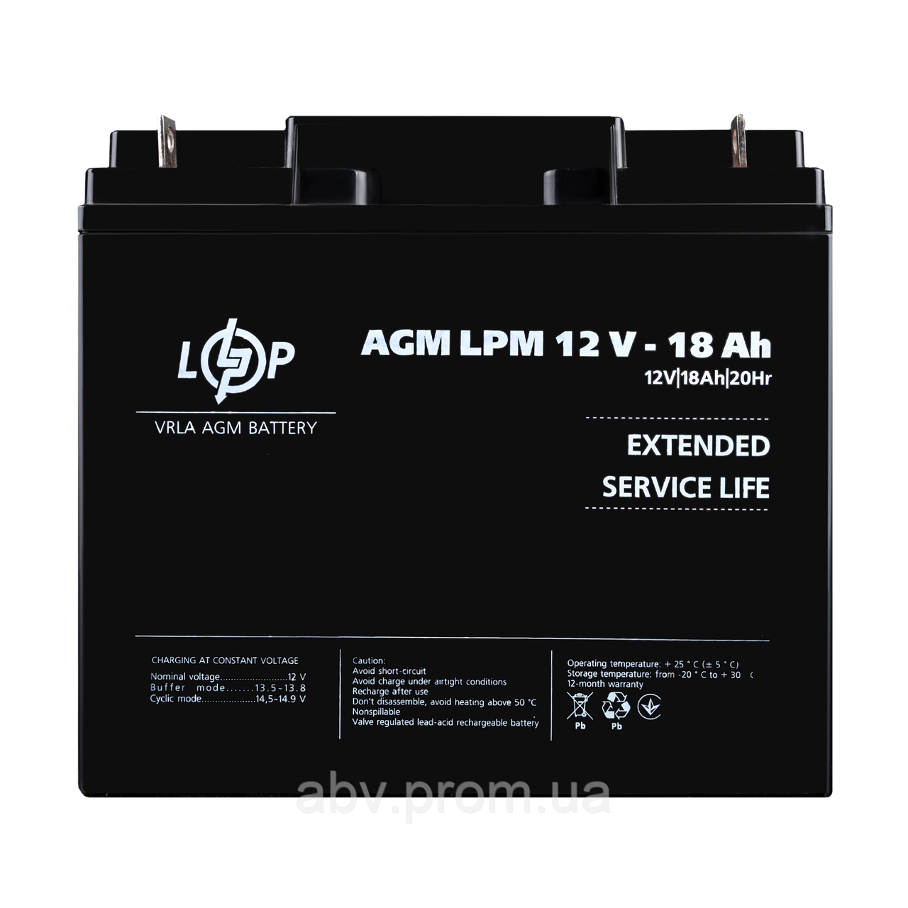 Акумулятор AGM LPM 12V - 18 Ah, фото 1